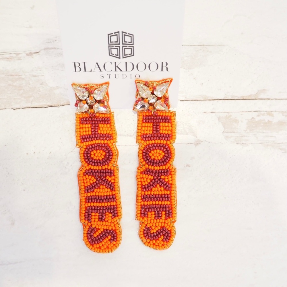 Beaded Virginia Tech Hokies Earrings